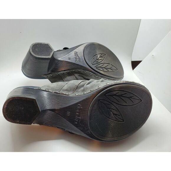 Dansko Gray Suede Mules with Strap - Picture 7 of 9